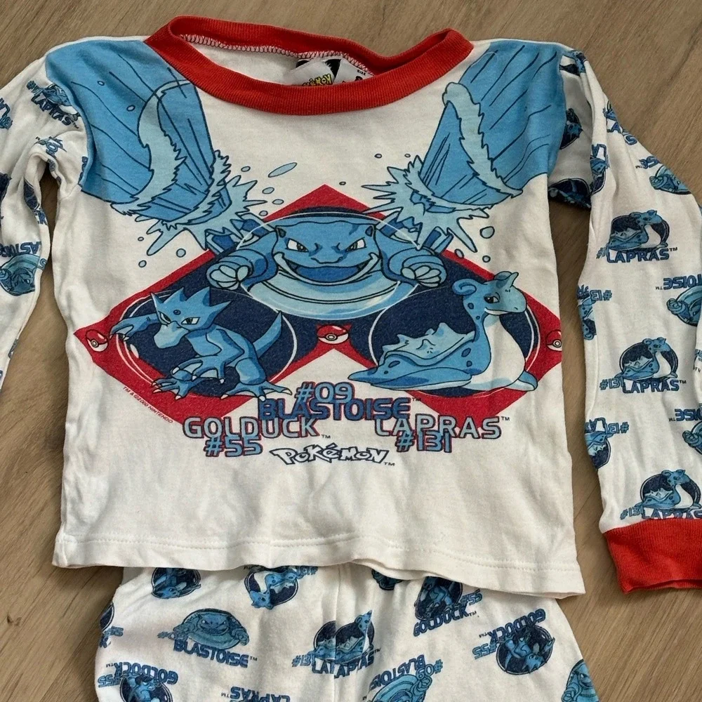 Vintage‎ 90s Official Nintendo Pokemon Long Sleeve Blastoise 2-Piece Pajamas